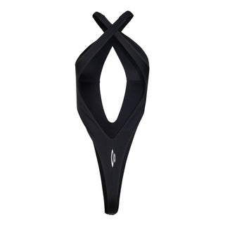 CROSSCUT BODYSUIT - BLACK