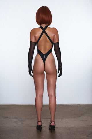 CROSSCUT BODYSUIT - BLACK