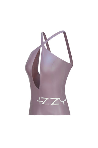 Latex Deep cut top Metallic Black