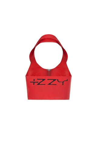 Latex Halter Crop Top Cherry Red