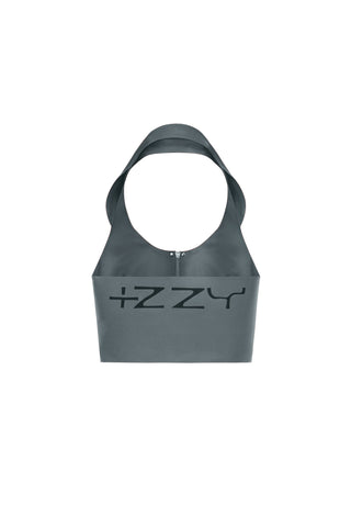 Latex Halter Crop Top  Titanium