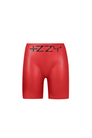 Latex Suction High-Waisted Shorts Cherry Red