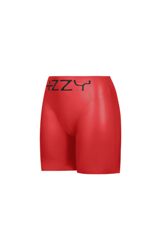 Latex Suction High-Waisted Shorts Cherry Red