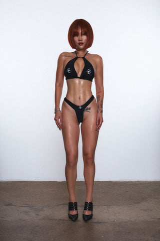 HALTER BIKINI SET TOP - BLACK